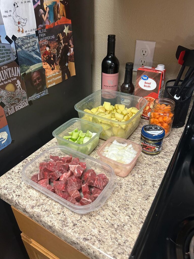 ビーフシチューの材料の下準備