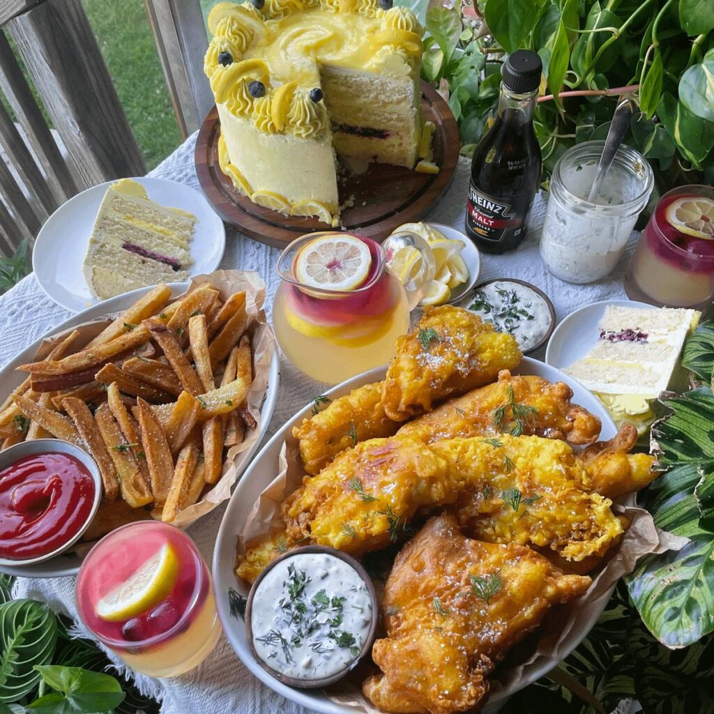 レモンケーキとフィッシュアンドチップス